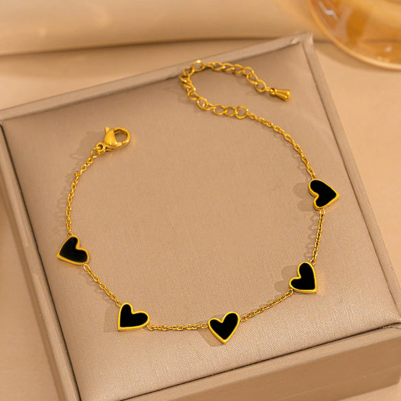 Fashion Simple Light Luxury All Match Titanium Steel Heart Shaped Plated Bracelet Jewelry With Electroplating Treatment