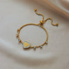 Fashion Simple Light Luxury Niche Heart Round Diamond Embedded Adjustable Chain Titanium Steel Bracelet With Electroplating Design