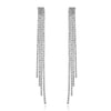 Fashion Simple Long Tassel Rhinestone Inlaid Geometric Earrings