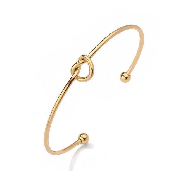 Fashion Simple Love Knot Opening Stainless Steel Women's Bracelet With 18K Gold Plating