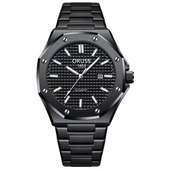 Fashion Simple Men's Stainless Steel Alloy Quartz Wristwatch Round Dial Luminous Waterproof