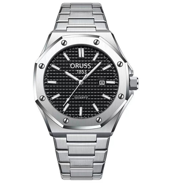Fashion Simple Men's Stainless Steel Alloy Quartz Wristwatch Round Dial Luminous Waterproof