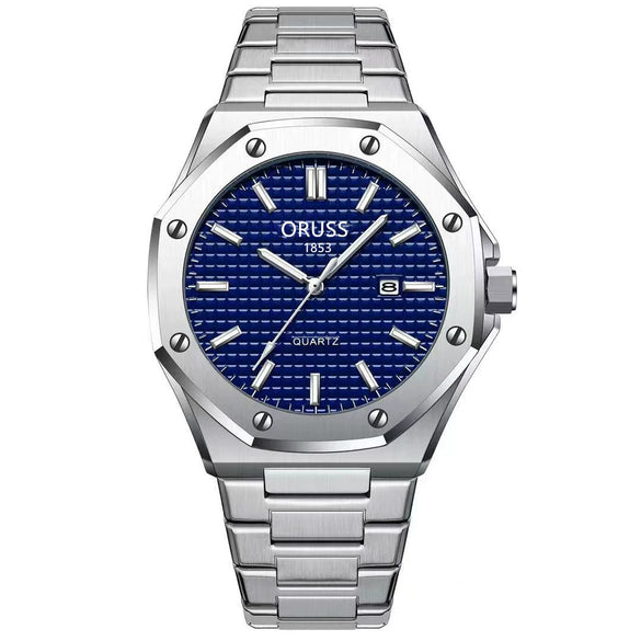 Fashion Simple Men's Stainless Steel Alloy Quartz Wristwatch Round Dial Luminous Waterproof