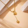 Fashion Simple Metal Heart Pendant Tassel Chain Stainless Steel Gold Plated Necklace For Women