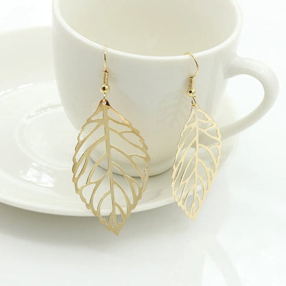 Fashion Leaf Plating Alloy No Inlaid Earrings