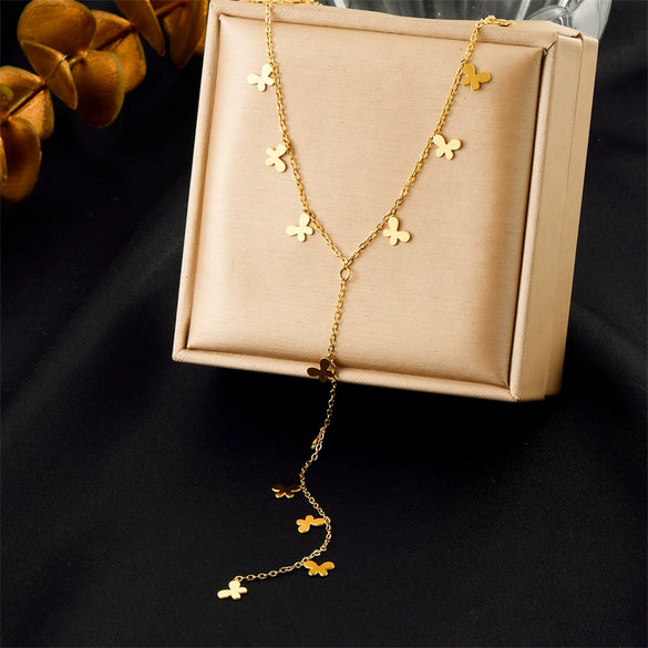 Fashion Simple Minimalist Stainless Steel Flower Heart Shape Electroplated Chain Bracelet Necklace