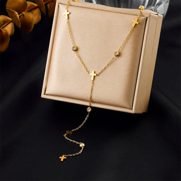 Fashion Simple Minimalist Stainless Steel Flower Heart Shape Electroplated Chain Bracelet Necklace