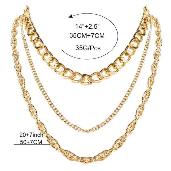 Fashion Simple Multi Layer Thick Alloy Fishbone Chain Stacked Clavicle Necklace With Geometric Design And Electroplating