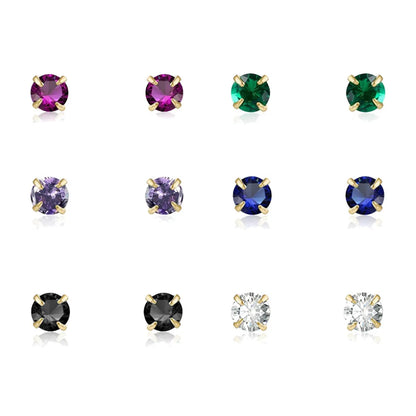 Fashion Simple Multicolor Zircon Four Claw Earrings