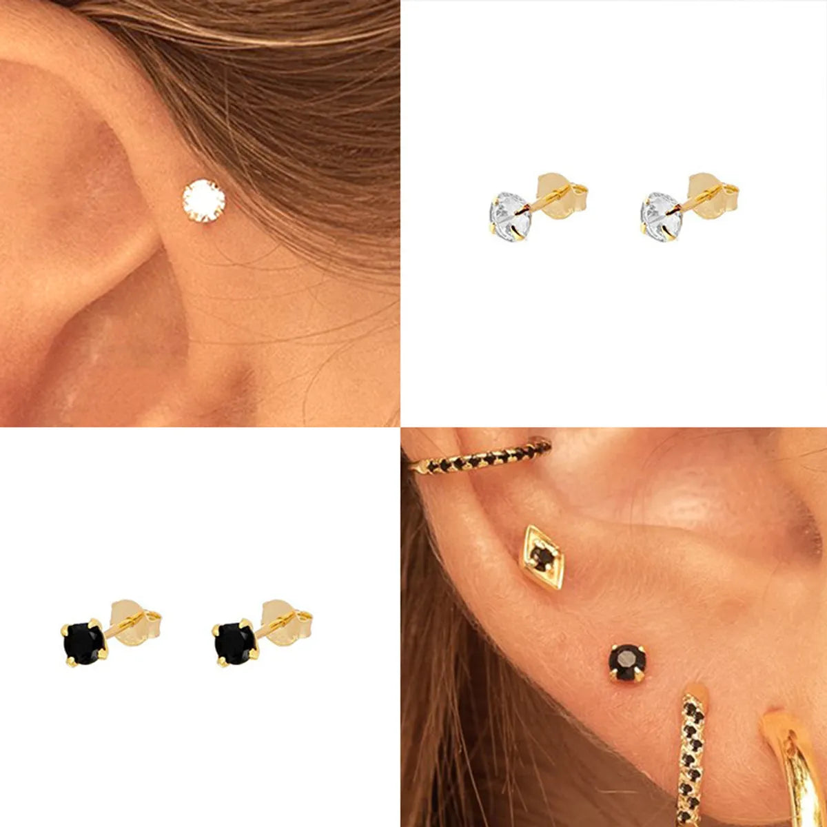 Fashion Simple Multicolor Zircon Four Claw Earrings