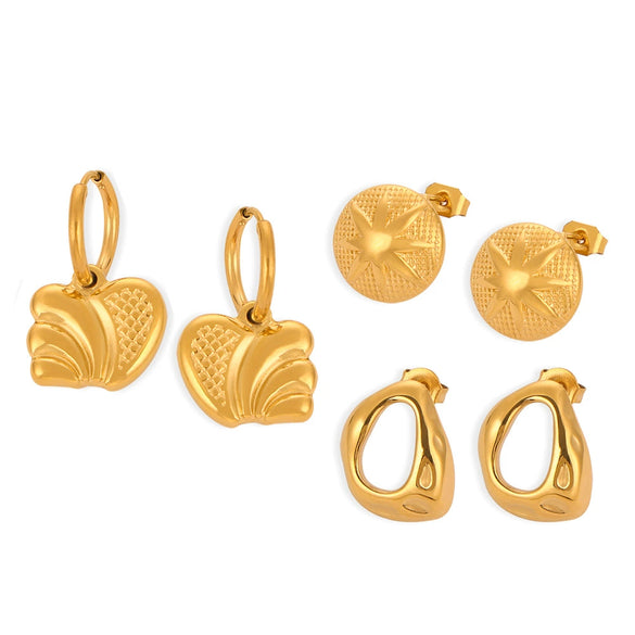 Fashion Simple Niche Design 316L Stainless Steel Gold Plated Irregular Geometric Earrings Jewelry For Women