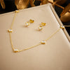 Fashion Simple Niche Stainless Steel Gold Plated Diamondencrusted Love Accessories Pendant Necklace And Earrings