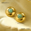 Fashion Simple Palace Style Stainless Steel 18K Electroplated Geometric Circle Inlaid With Natural Stone Women's Earrings