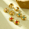 Fashion Simple Palace Style Stainless Steel 18K Electroplated Geometric Circle Inlaid With Natural Stone Women's Earrings