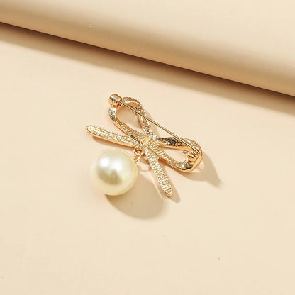 Fashion Simple Pearl Bow Brooch