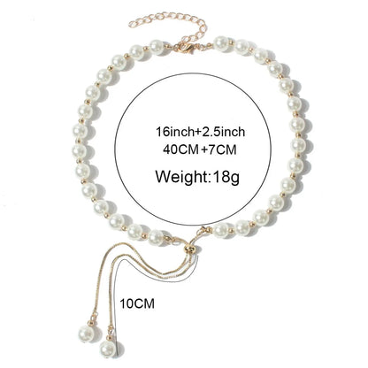 Fashion Simple Pearl Pull-Out Small Beads Pendant Female Necklace