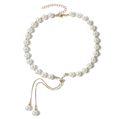 Fashion Simple Pearl Pull-Out Small Beads Pendant Female Necklace