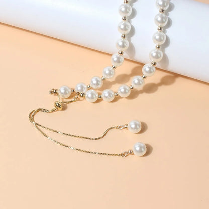 Fashion Simple Pearl Pull-Out Small Beads Pendant Female Necklace