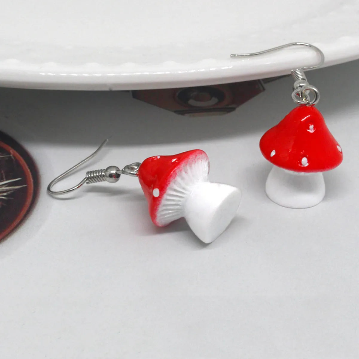 Fashion Simple Polka Dot Mushroom Cartoon Three-dimensional Resin Earrings