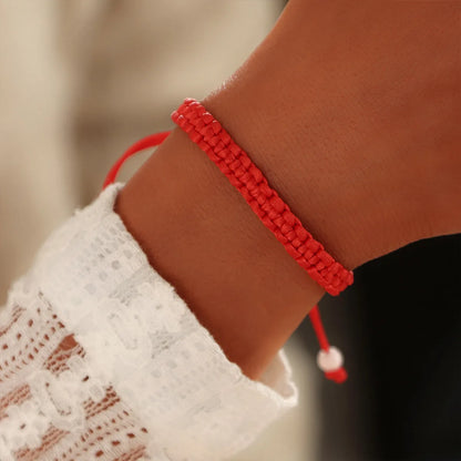 Fashion Simple Retro Solid Color Red Rope Beaded Bracelet