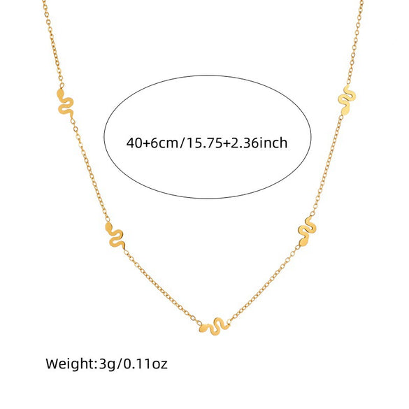 Fashion Simple Smooth Gold Plated Stainless Steel Snake Constellation Zodiac Accessories Pendant Chain Necklace Earring Bracelet For Women