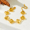 Fashion Simple Smooth Stainless Steel Love Connection Accessories Chain Necklace Bracelet Suit With Love Water Drops Bells Pattern Electroplated