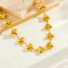Fashion Simple Smooth Stainless Steel Love Connection Accessories Chain Necklace Bracelet Suit With Love Water Drops Bells Pattern Electroplated