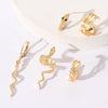 Fashion Simple Snake Leaf Alloy Fivepiece Set Ear Clip No Ear Holes Earrings Electroplated For Women With Animal Zodiac Geometry Style