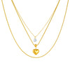 Fashion Simple Stacked Wear Multilayer Stainless Steel Goldplated Women's Snake Bone Chain Necklace With Love Pendant