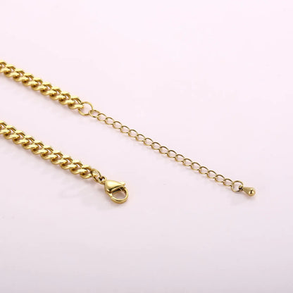 Fashion Simple Stainless Steel Cuban Chain Anklet 18k Gold Female Foot Ornament Wholesale