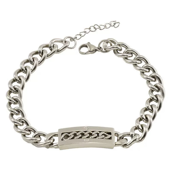 Fashion Simple 316L Stainless Steel Curved Electroplated Diamond Unisex Bracelet