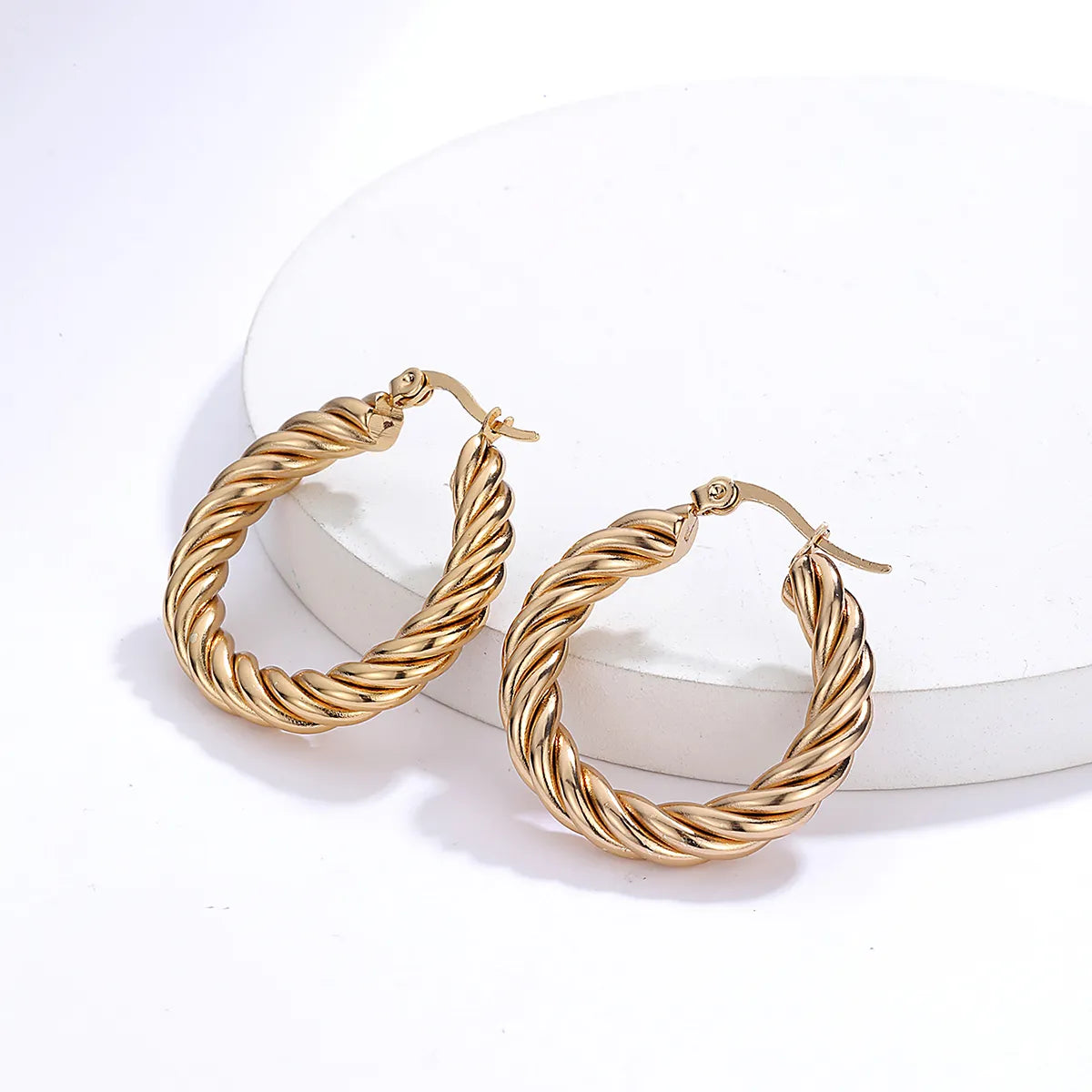 1 Piece Fashion Twist Plating Stainless Steel Earrings