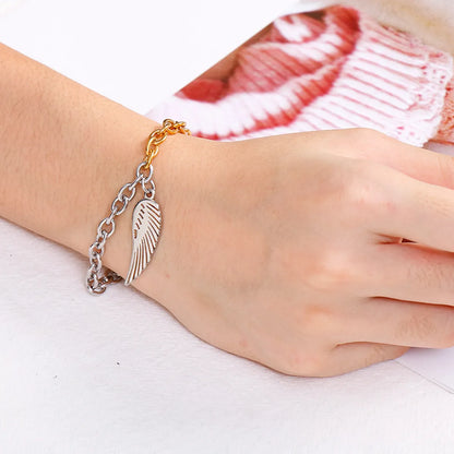 Fashion Simple Stainless Steel Feather Bracelet O-chain Men And Women Jewelry Wholesale