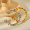 Fashion Simple Stainless Steel Gold Plated Hammer Open Bracelet For Women With Retro Design And Geometric Style