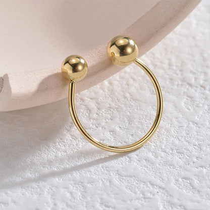 Fashion Simple Style Ball Solid Color Stainless Steel Plating 14k Gold Plated Open Rings