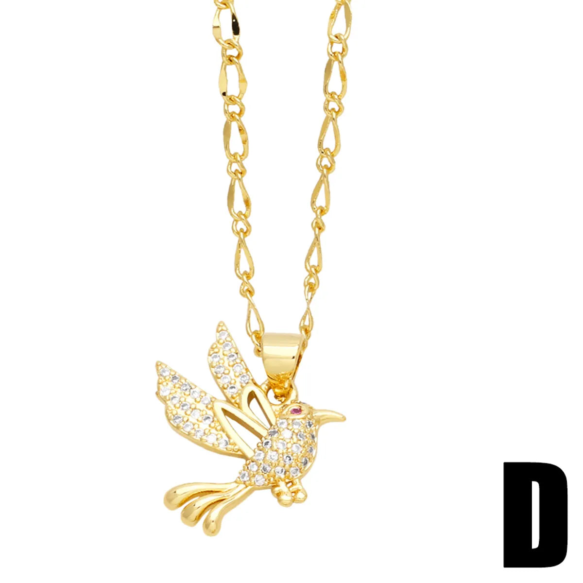 Fashion Simple Style Bird Copper 18k Gold Plated Zircon Necklace In Bulk