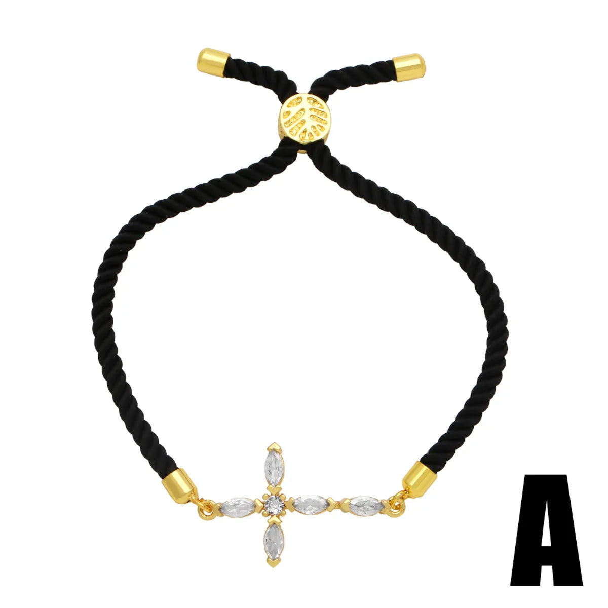 Fashion Simple Style Cross Devil's Eye Heart Shape Copper Plating Inlay Zircon 18k Gold Plated Bracelets