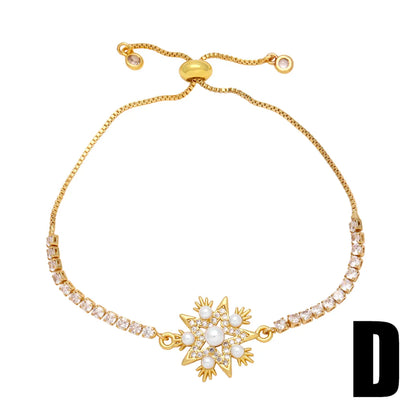 Fashion Simple Style Devil's Eye Flower Copper Plating Inlay Zircon 18k Gold Plated Bracelets