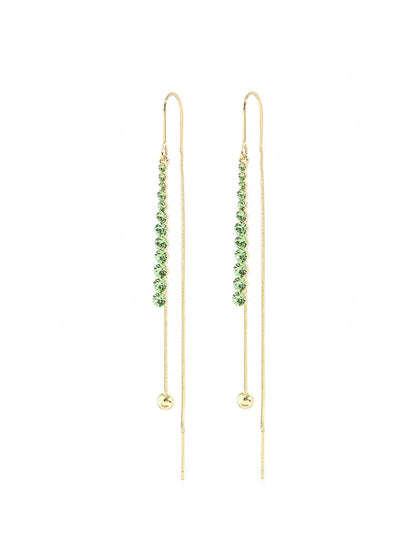 Fashion Simple Style Geometric Alloy Tassel Inlay Artificial Gemstones Women'S Earrings