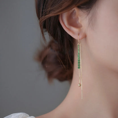 Fashion Simple Style Geometric Alloy Tassel Inlay Artificial Gemstones Women'S Earrings