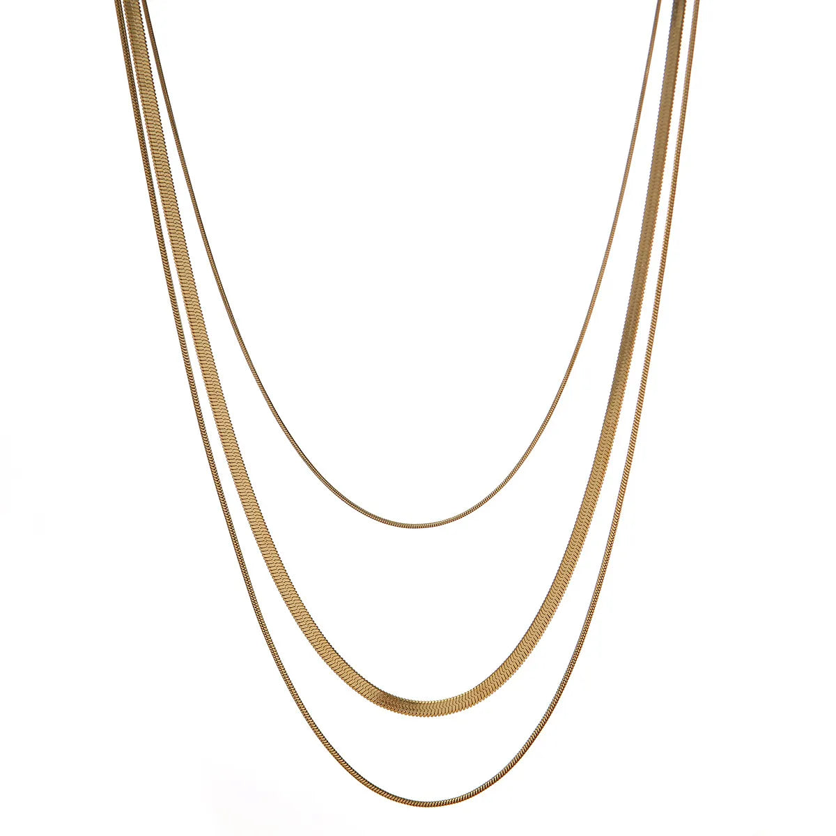 Fashion Simple Style Geometric Titanium Steel Plating Layered Necklaces