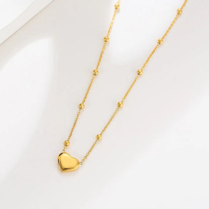 Fashion Simple Style Heart Shape Titanium Steel Plating Necklace