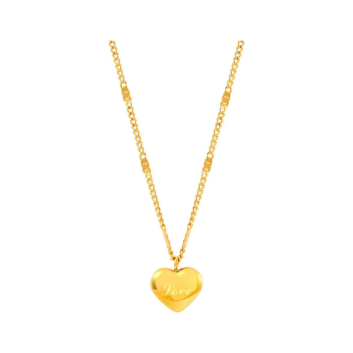 Fashion Simple Style Heart Shape Titanium Steel Plating Necklace