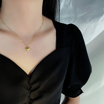 Fashion Simple Style Heart Shape Titanium Steel Plating Necklace