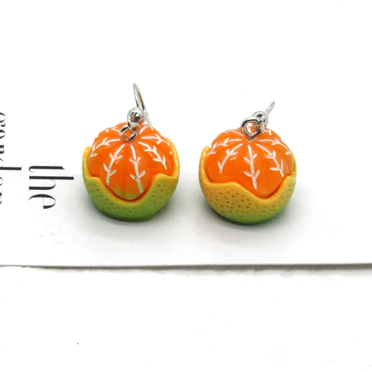 1 Pair Novelty Orange Patchwork Resin Drop Earrings