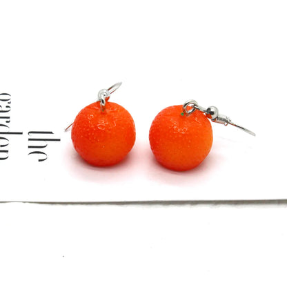 1 Pair Novelty Orange Patchwork Resin Drop Earrings