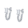 Fashion Simple Style Square Zircon Chain Copper Earrings