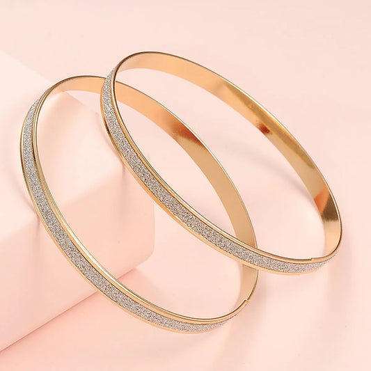 Fashion Simple Style Two Color Frosted Bracelet 2pcs Set