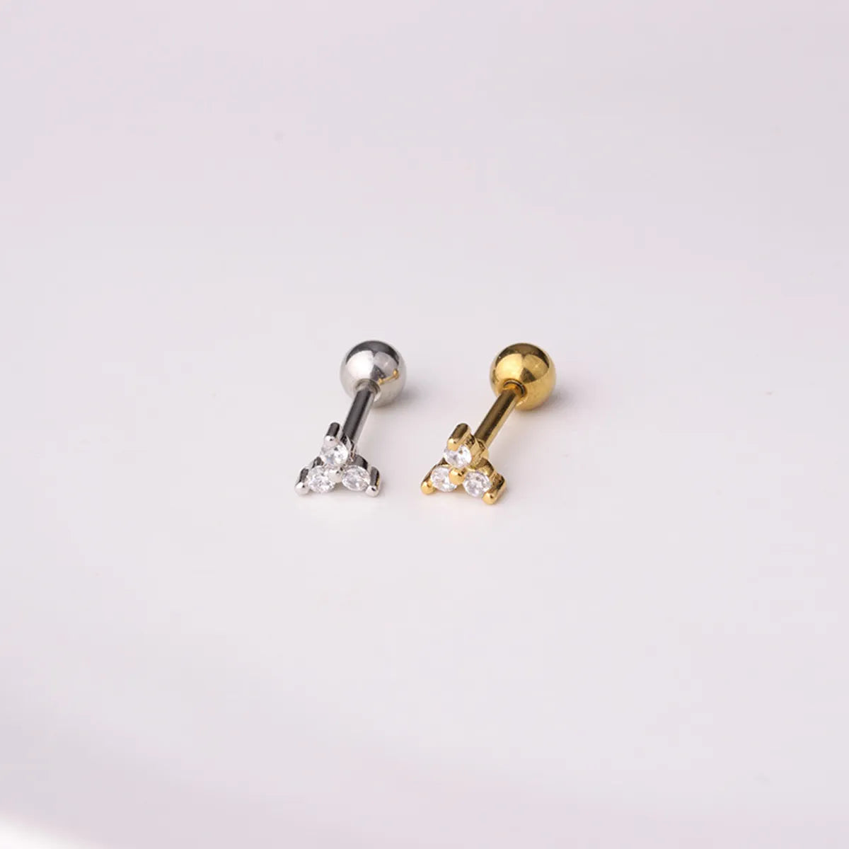 Ear Cartilage Rings & Studs Simple Style Flower Copper Plating Artificial Gemstones