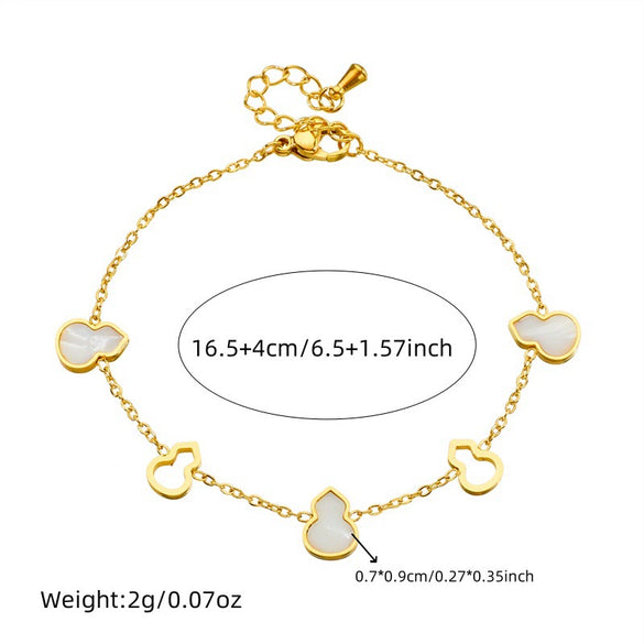 Fashion Simple Temperament Hollow Gourd Stainless Steel Gold Plated Women's Accessories Bracelet Earring Necklace